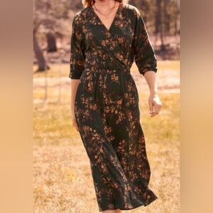 Garnet Hill Green and Orange Floral Dress